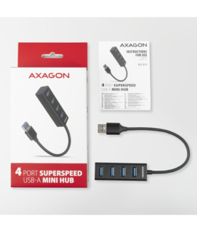 AXAGON Miniature metal four-port USB 3.2 Gen 1 hub | HUE-M1A