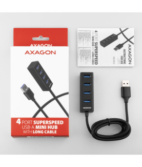 AXAGON Miniature metal four-port USB 3.2 Gen 1 hub | HUE-M1AL