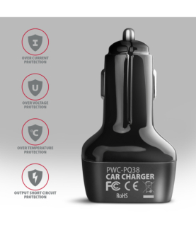 AXAGON Dual car charger, 38W | PWC-PQ38