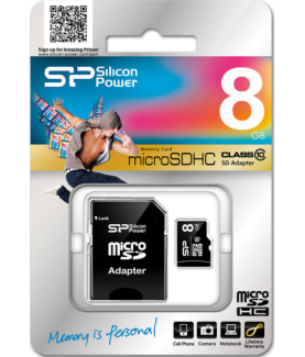 Silicon Power | 8 GB | MicroSDHC | Flash memory class 10 | SD adapter