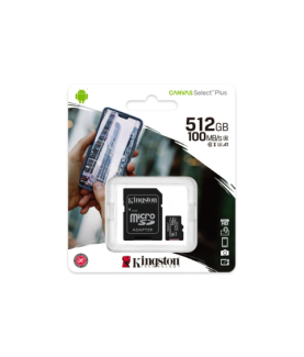 Kingston | Canvas Select Plus | 512 GB | Micro SD | Flash memory class 10 | SD adapter