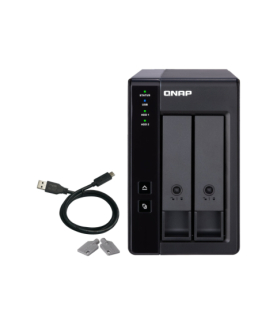 QNAP 2 Bay USB Type-C Direct Attached Storage with Hardware RAID | TR-002 | Micro | 6 GB | Black