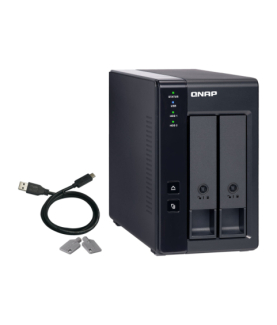 QNAP 2 Bay USB Type-C Direct Attached Storage with Hardware RAID | TR-002 | Micro | 6 GB | Black