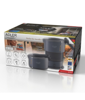 Adler Silicon Travel Kettle | AD 1377 | Travel Kettle | 600 W | 0.6 L | Silicon | Grey