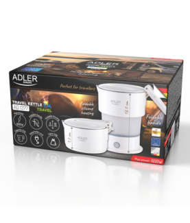 Adler Silicon Travel Kettle | AD 1377 | Travel Kettle | 600 W | 0.6 L | Silicon | White