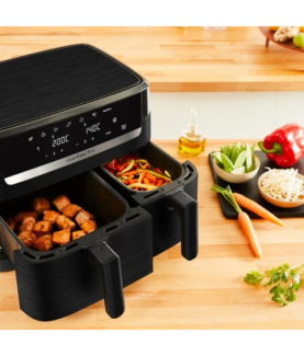 TEFAL Dual Easy Fry Essential Airfryer | EY901N | Power 2700 W | Capacity 8.3 L | Black