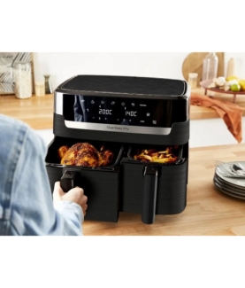 TEFAL Dual Easy Fry Essential Airfryer | EY901N | Power 2700 W | Capacity 8.3 L | Black