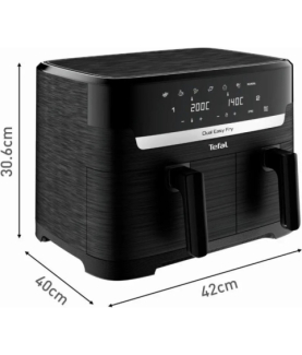 TEFAL Dual Easy Fry Essential Airfryer | EY901N | Power 2700 W | Capacity 8.3 L | Black