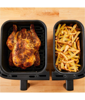 TEFAL Dual Easy Fry Essential Airfryer | EY901N | Power 2700 W | Capacity 8.3 L | Black