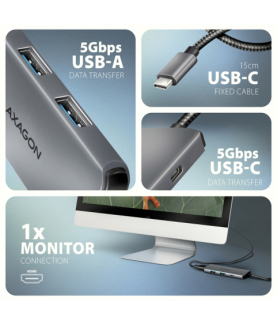AXAGON USB-C 5Gbps 5in1 8K Hub | HMC-5H8K