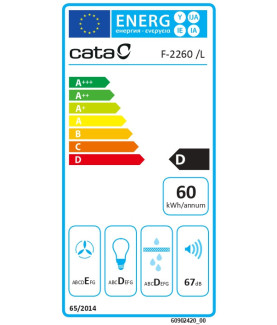 CATA | Hood | F-2260 X | Conventional | Energy efficiency class D | Width 60 cm | 311 m /h | Mechanical control | LED | Inox