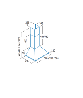 CATA | Hood | OMEGA 600 X | Wall mounted | Energy efficiency class C | Width 60 cm | 645 m /h | Mechanical control | LED | Grey