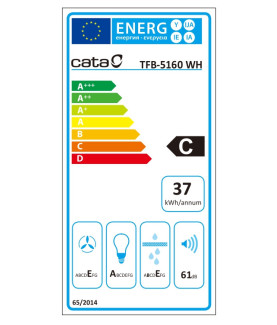 CATA | Hood | TFB-5160 WH | Telescopic | Energy efficiency class C | Width 59.5 cm | 300 m /h | Mechanical | CSLED | White