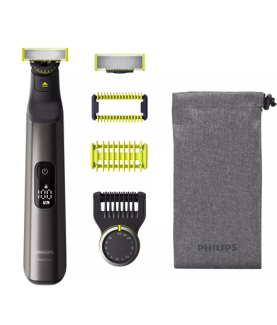 Philips | Hair, Face and Body Trimmer | QP6551/15 OneBlade Pro | Cordless | Wet & Dry | Number of length steps 14 | Black/Green